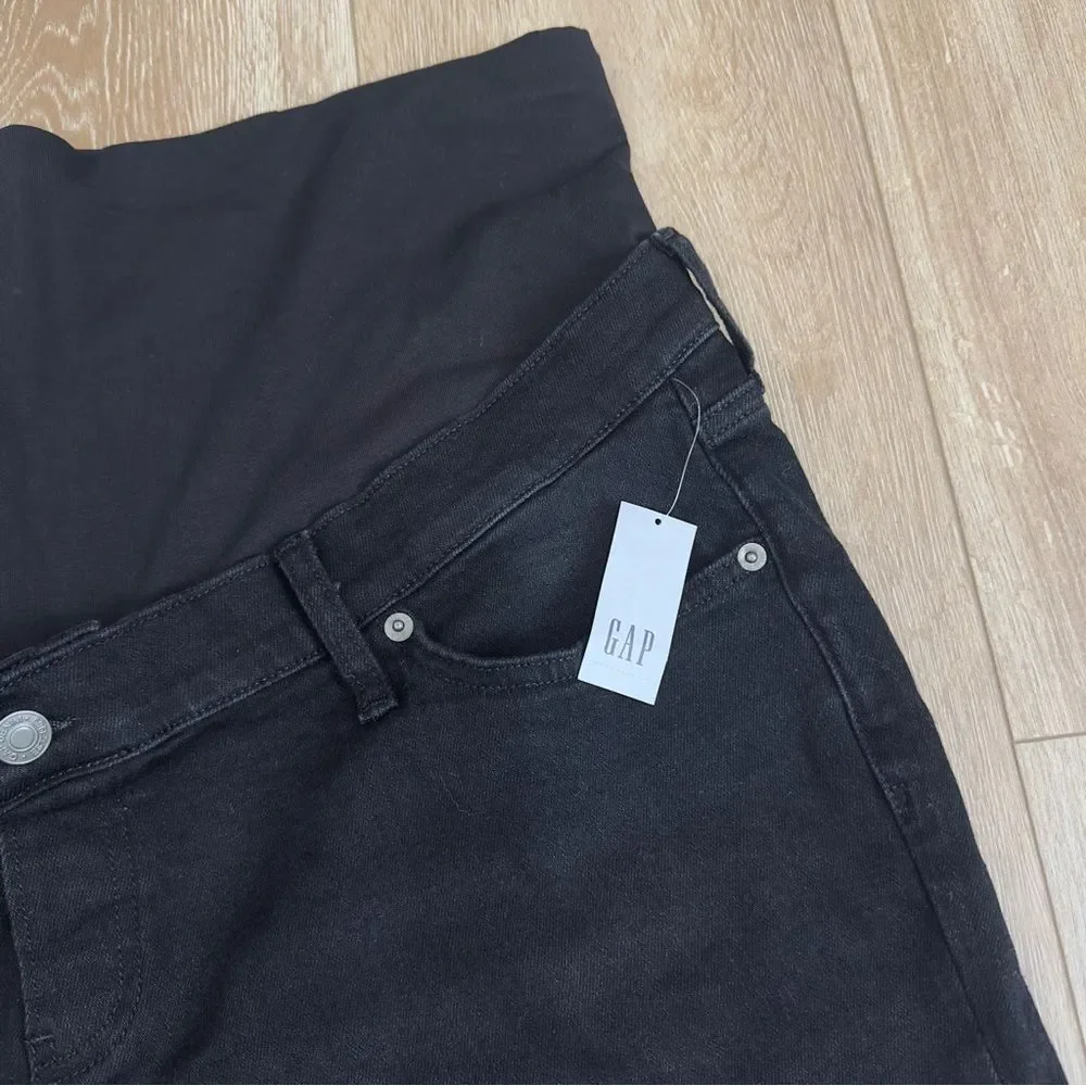 NWT Gap Maternity Size 34/18 True Waistband Full Panel Girlfriend Jeans Black